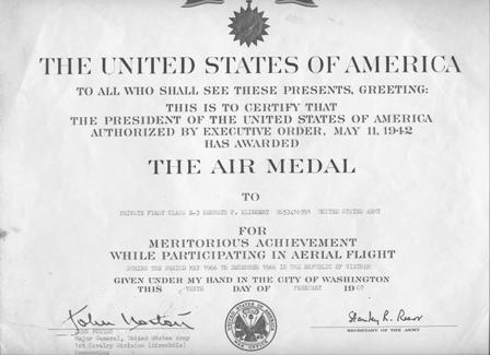 Ken Klinkert - Air Medal Recipient